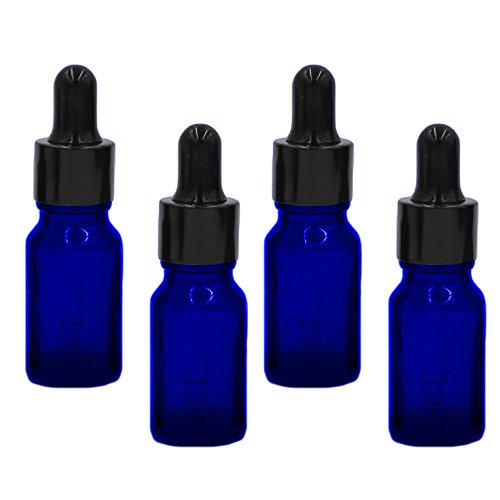 Esencial Botella de Aceite[10PCS],Vococal® Portátiles 10ML Botellas de Vidrio Recargables Vacías para Aceite Esencial/Perfume/Líquido,Envases Botellas con Cuentagotas (Azul)