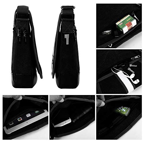 Eshow Bolso Bandolera a Hombro Negro para Hombres Tela de Lona Negocio Trabajo Viaje Casual Shoppers