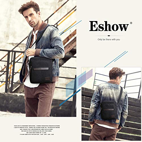 Eshow Bolsos Bandolera a Hombro Tela de Lona para Hombres Viaje Casual Oficina Uso Diario
