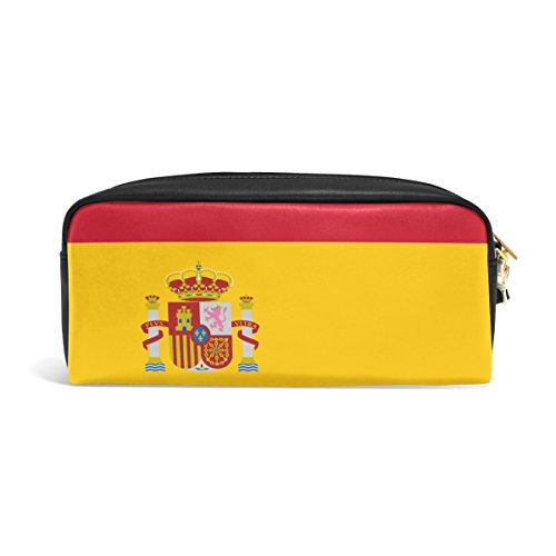 Eslifey - Estuche de piel sintética para lápices y cosméticos, impermeable, diseño de bandera de España