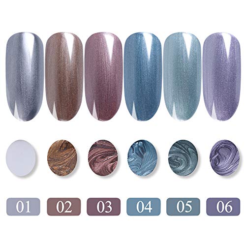 Esmalte de uñas con efecto espejo metálico brillante, para dibujo, pintura en gel, esmalte UV LED, 6 colores, 1 botella, 6 ml