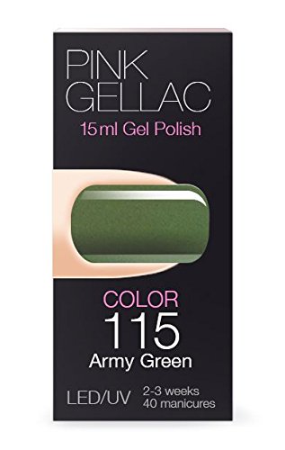 Esmalte de uñas de gel Pink Gellac, color verde militar, 15 ml