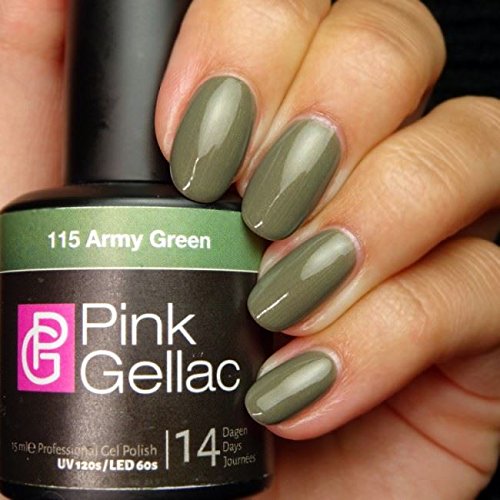 Esmalte de uñas de gel Pink Gellac, color verde militar, 15 ml