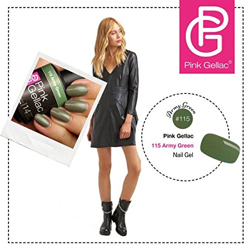 Esmalte de uñas de gel Pink Gellac, color verde militar, 15 ml