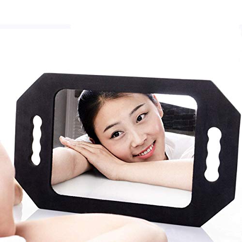 Espejo con Mango Profesional del Salón Barberos Peluqueros, (40,5×26cm) Espejo de peluquería, Espejo de Peluquera con Doble Mango para Profesional del salón Barberos Peluqueros - Negro