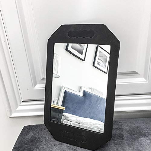 Espejo con Mango Profesional del Salón Barberos Peluqueros, (40,5×26cm) Espejo de peluquería, Espejo de Peluquera con Doble Mango para Profesional del salón Barberos Peluqueros - Negro