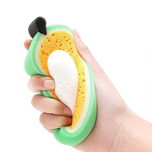 Esponja de baño suave para bebés, 4 piezas de cepillo de ducha con forma de fruta, cepillos para niños, cepillo de limpieza para platos de cocina
