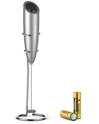 Espumador de leche,con bateria,acero Inoxidable con Soporte,dos pilas AA (incluidas) espumador de cafe Latte Cappuccino-Gris
