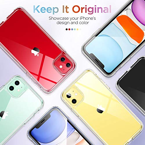 ESR Funda de Cristal Compatible con iPhone 11, Funda iPhone 11 con Tapa Trasera de Cristal Templado Dureza 9H, Marco de TPU Flexible con Parachoques, Absorción de Golpes.Transparent.