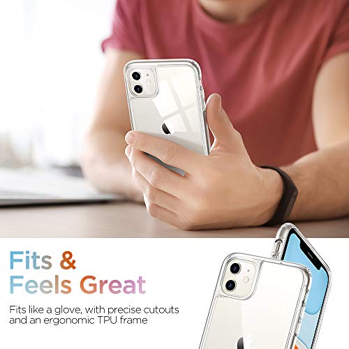 ESR Funda de Cristal Compatible con iPhone 11, Funda iPhone 11 con Tapa Trasera de Cristal Templado Dureza 9H, Marco de TPU Flexible con Parachoques, Absorción de Golpes.Transparent.