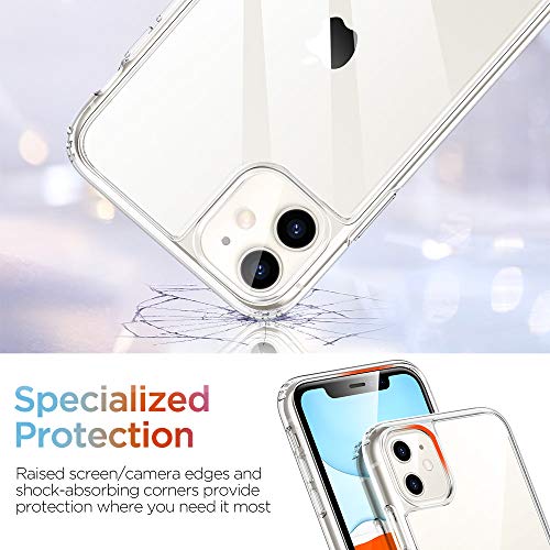 ESR Funda de Cristal Compatible con iPhone 11, Funda iPhone 11 con Tapa Trasera de Cristal Templado Dureza 9H, Marco de TPU Flexible con Parachoques, Absorción de Golpes.Transparent.