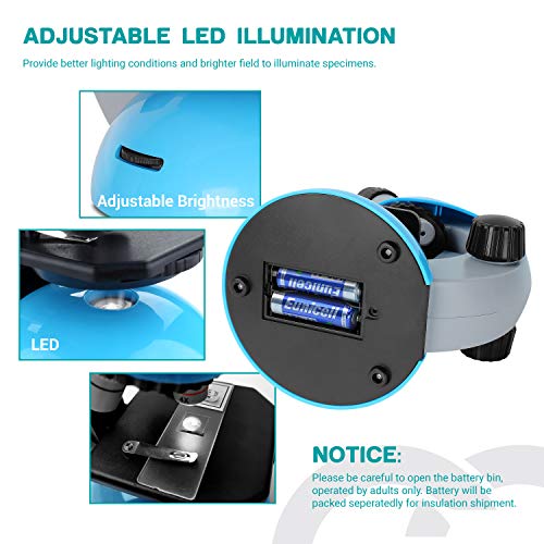 ESSLNB Microscopio 40-640X Microscopio para Niños con Ciencia Kit Luz LED Gafas ópticas 10X-16X Ocular Zoom para Estudiantes Enseñanza de Las Ciencias