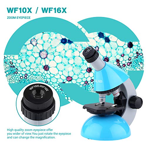 ESSLNB Microscopio 40-640X Microscopio para Niños con Ciencia Kit Luz LED Gafas ópticas 10X-16X Ocular Zoom para Estudiantes Enseñanza de Las Ciencias