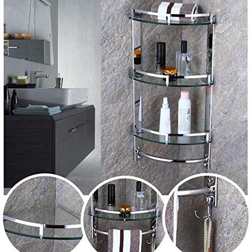 Estante de la Esquina de Almacenamiento estantes baño, Plataforma contemporánea de Pared de la Ducha de Acero Inoxidable Vidrio Templado montado Accesorios de baño,1