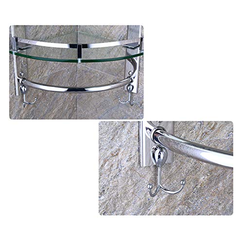 Estante de la Esquina de Almacenamiento estantes baño, Plataforma contemporánea de Pared de la Ducha de Acero Inoxidable Vidrio Templado montado Accesorios de baño,1