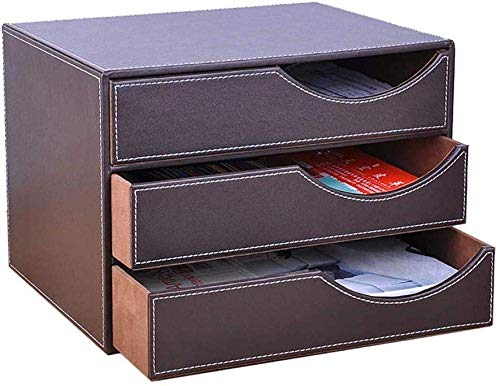 Estilo de la Oficina cajón Organizador de escritorio, Brown Caja de almacenamiento de archivos Organizador, Cuero sostenedor del organizador de documentos, Novedades, Cosmética (Color: Marrón) Soul hi