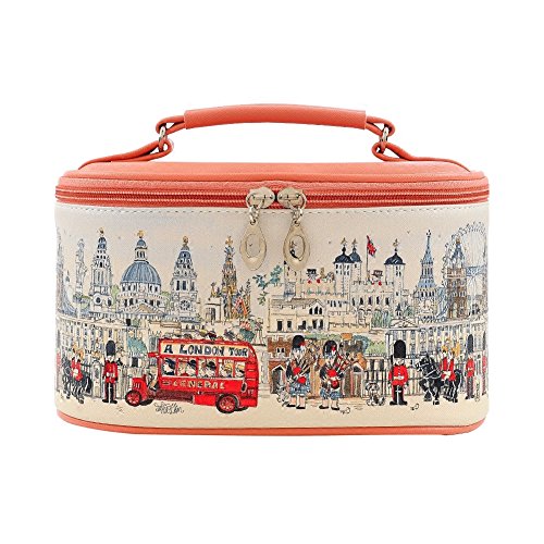 Estuche de cosméticos para mujer, portátil, de gran capacidad, bolsa de viaje, bonito diseño de calle de Londres, organizador de bolsas de artículos de aseo