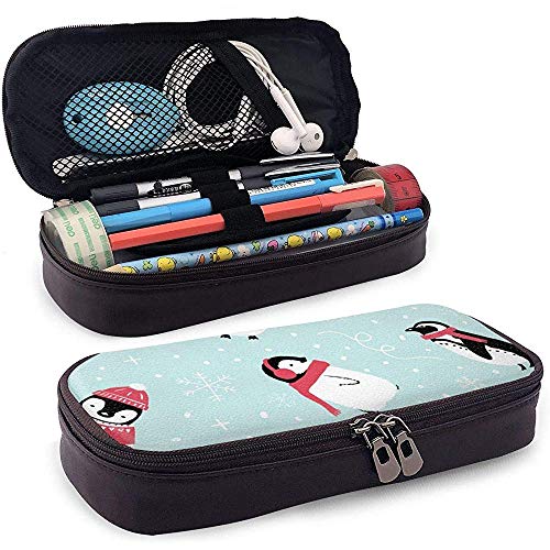 Estuche de cuero de PU, Penguin Blog, Estuche de marcador de almacenamiento de papel tapiz, Bolsa de maquillaje cosmético, Estuche de lápiz organizador de papelería