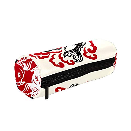 Estuche de lápices de peces Koi retro japonés tatuaje bolsa escuela papelería pluma caja cremallera cosmética bolsa de maquillaje