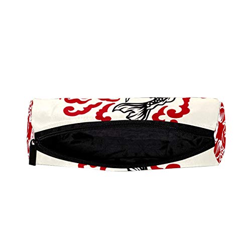 Estuche de lápices de peces Koi retro japonés tatuaje bolsa escuela papelería pluma caja cremallera cosmética bolsa de maquillaje
