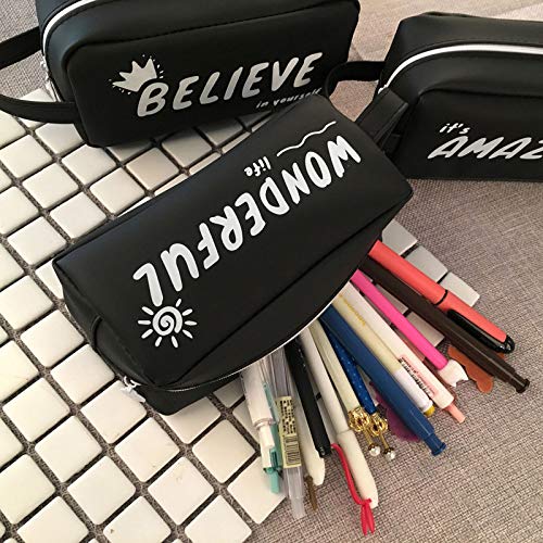 Estuche de lápices Escolar Grande Negro para niña niño, Regalo, Material de papelería Escolar, Estuche de lápices Bonito de Silicona, Estuche de lápices, Bolsas de lápices-elección