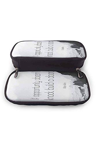 Estuche de lápices QiangQ con bolsa de cuero con cremallera El hombre tonto busca la felicidad en la distancia; El sabio lo crece bajo sus pies. & mdash; James Oppenheim Adecuado para escuelas y