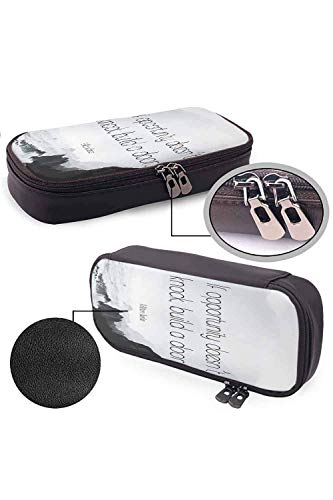 Estuche de lápices QiangQ con bolsa de cuero con cremallera El hombre tonto busca la felicidad en la distancia; El sabio lo crece bajo sus pies. & mdash; James Oppenheim Adecuado para escuelas y