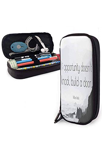 Estuche de lápices QiangQ con bolsa de cuero con cremallera El hombre tonto busca la felicidad en la distancia; El sabio lo crece bajo sus pies. & mdash; James Oppenheim Adecuado para escuelas y