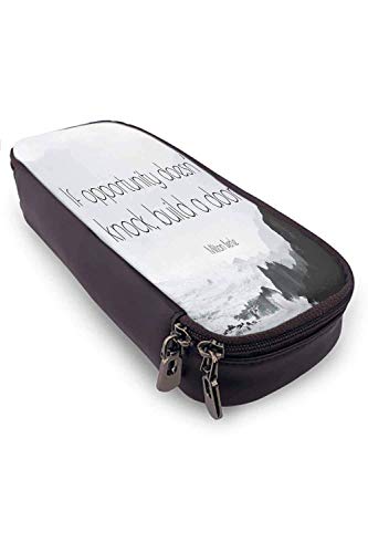 Estuche de lápices QiangQ con bolsa de cuero con cremallera El hombre tonto busca la felicidad en la distancia; El sabio lo crece bajo sus pies. & mdash; James Oppenheim Adecuado para escuelas y