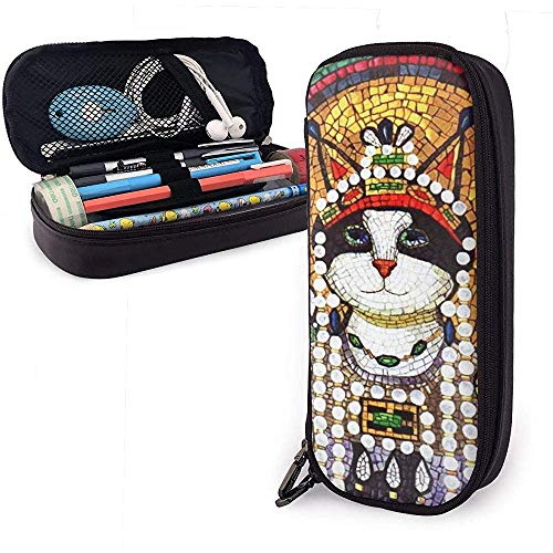 Estuche de piel sintética con diseño de gato reina, para la escuela, oficina, colegio, monedero, cosméticos, bolsa de maquillaje