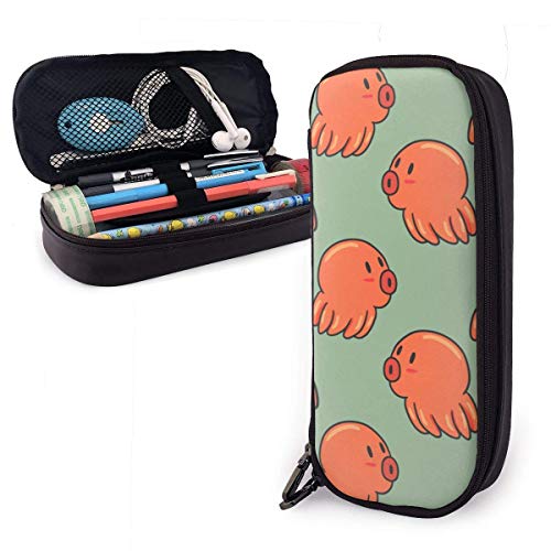 Estuche Escolar de Gran Capacidad, Bolsa de Lápiz Organizador para Material Papelería con Cremallera Doble Dibujos animados lindo pulpo naranja para Hombre Mujer Estudiante en Escuela Oficina