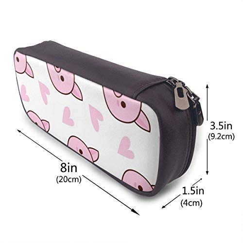 Estuche Escolar de Gran Capacidad, Bolsa de Lápiz Organizador para Material Papelería con Cremallera Doble Lindo cerdo con patrón de corazón rosa para Hombre Mujer Estudiante en Escuela Oficina