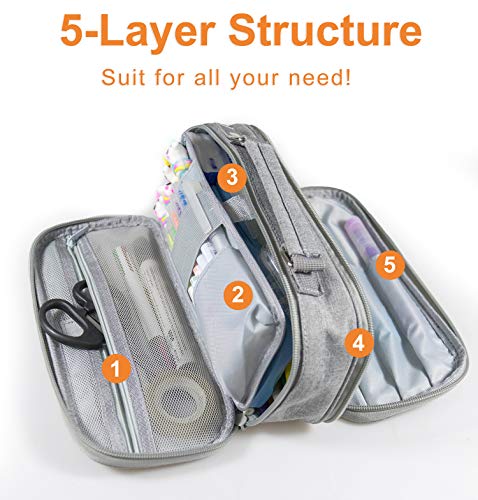 Estuche Lápiz Bolsa Gran Capacidad Bolso Maquillaje Bolígrafo Escritorio Organizador Almacenamiento Marcador Caja Papelería para Colegio Oficina Estudiantes Adolescente (gris)