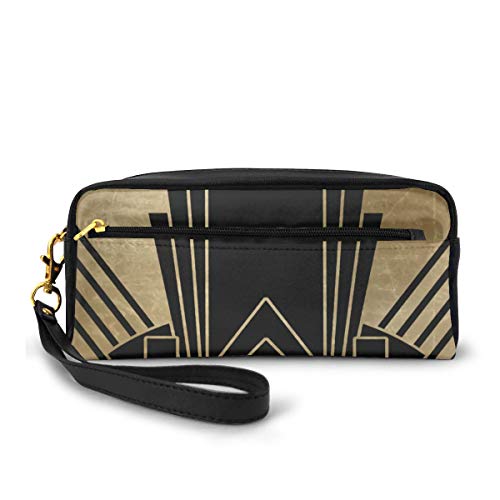 Estuche para lápices con diseño Art Deco para maquillaje, bolsa de maquillaje, cartera de gran capacidad, portátil, organizador de maquillaje para estudiantes o mujeres