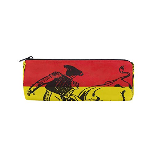Estuche para lápices con diseño de bullfight en la bandera de España, para la escuela, para niños, gran capacidad, para maquillaje, cosméticos, oficina, viajes, bolsa