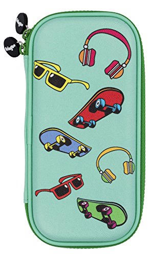 Estuche para lápices de niños, con cubierta en relieve, doble cremallera, organizador de papelería, de Fringoo®, color Cool Dino Medium