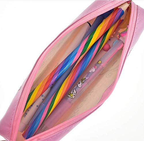 Estuche para lápices - portalápices - marcadores - lápices - bolígrafos - escuela - oficina - bolsa de cosméticos - pastel - color - unicornio - niños - mujer - idea de regalo - kawaii - rosa