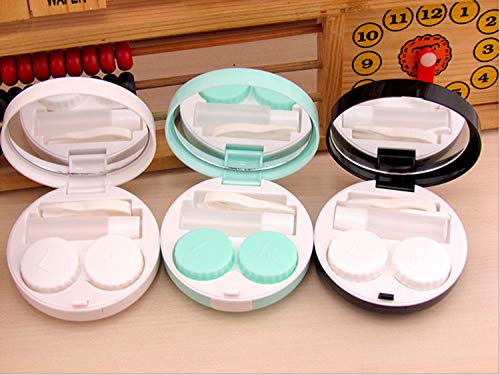 Estuche para lentillas, minicaja para lentes de contacto, recipiente para el cuidado de los ojos, incluye pinzas, botellita para guardar una solución y espejo