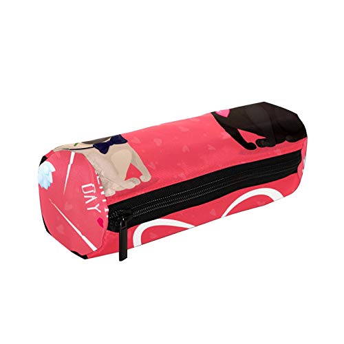 Estuche redondo para lápices de San Valentín con cremallera y cremallera, para niños y niñas