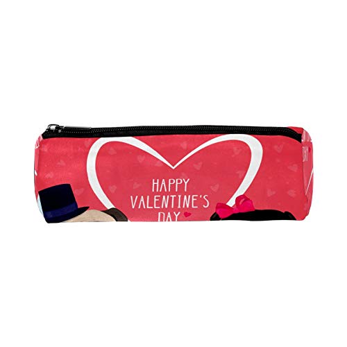 Estuche redondo para lápices de San Valentín con cremallera y cremallera, para niños y niñas