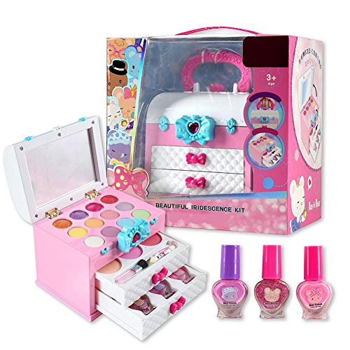 Estuches De Maquillaje Para Niñas Maletín De Maquillaje Infantil Pintura Facial Y Corporal, Seguro Y No Tóxico,Cosméticos Y Cepillos,Esponjas Para Halloween/Fiestas/Cosplay/Santa/Carnaval