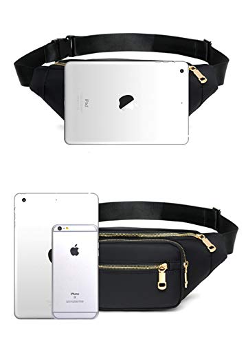 Estwell Riñonera Deportiva Riñonera de Marcha Running Hombre Mujer Impermeable Gran Capacidad Bolso de Cintura Viajar Moda Riñoneras Multifuncional, Negro