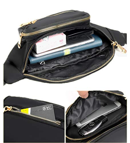 Estwell Riñonera Deportiva Riñonera de Marcha Running Hombre Mujer Impermeable Gran Capacidad Bolso de Cintura Viajar Moda Riñoneras Multifuncional, Negro