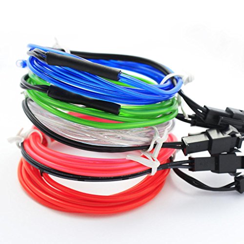 ESUMIC® Alambre electroluminiscente (EL Wire) Splitter 5 X 1 Metros Resplandeciente Efecto estroboscópico Neon Light Set (Multi-Color)