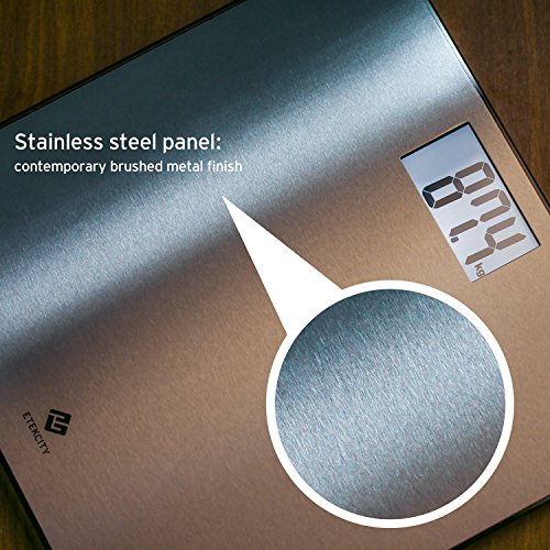 Etekcity Báscula de Baño Digital (180 kg/400 lb) de Acero Inoxidable, Cristal de Seguridad Endurecido, Pantalla LCD Transparente, Plateado