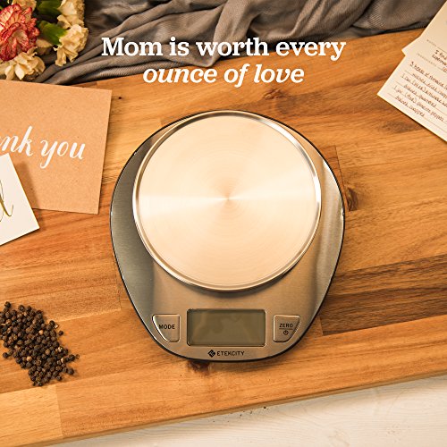 Etekcity Báscula de Cocina Digital de Alta Precisión, 5Kg / 11Lbs, Peso de Cocina Multifuncional de Acero Inoxidable, Gran Pantalla de LCD, Ek4352H