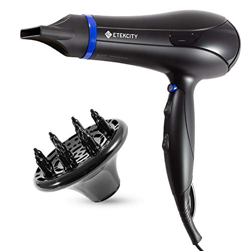 Etekcity Secador Pelo Profesional Iónico 2300W AC con Difusor y Concentrador, 3 Temperaturas y 2 Velocidades Ajustables, Botón de Frío, 2 Metros de Cable, Negro