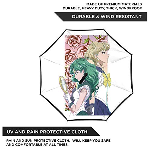 Eternal Eternity Sailor Moon - Paraguas invertido de Doble Capa con diseño de Luna de Cristal, para el Reverso del Coche, Plegable, hacia Abajo, en Forma de C, Ligero y Resistente al Viento