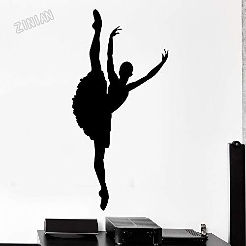 Etiqueta de la pared del vinilo de la danza de la gimnasia estudio de la danza bailarina etiqueta de la pared decoración moderna etiqueta de la pared de la oficina del dormitorio arte-27x57cm