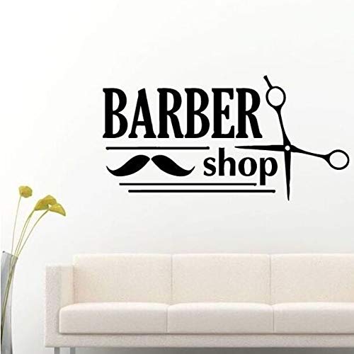 Etiqueta de la pared extraíble peluquería Mustage tijeras etiqueta de la pared belleza peluquería decoración papel pintado 82 * 42 cm